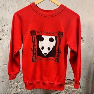 Vintage 1980s 1988 Panda San Diego Zoo Red Crewneck Sweatshirt Small S USA Made